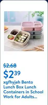 Walmart xgfhyjeh Bento Lunch Box Lunch Containers in School Work for Adults Boys Men Kids Women Girls Teens Small Food Containers For offer