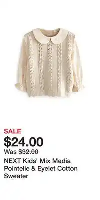 Nordstrom NEXT Kids' Mix Media Pointelle & Eyelet Cotton Sweater offer