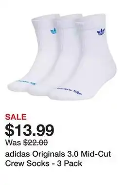 Dick's Sporting Goods adidas Originals 3.0 Mid-Cut Crew Socks - 3 Pack offer