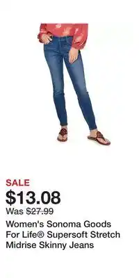 Kohl's Women's Sonoma Goods For Life Supersoft Stretch Midrise Skinny Jeans offer