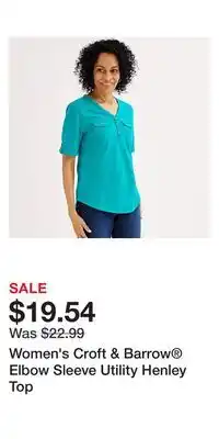 Kohl's Women's Croft & Barrow Elbow Sleeve Utility Henley Top offer