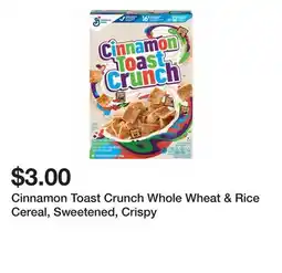 Wegmans Cinnamon Toast Crunch Whole Wheat & Rice Cereal, Sweetened, Crispy offer