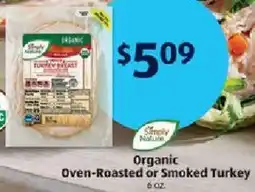 Aldi Simply Nature Organic Oven-Roasted or Smoked Turkey offer