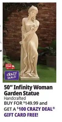 Ocean State Job Lot 50 Infinity Woman Garden Statue offer