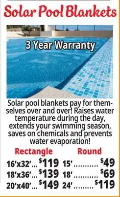 Ocean State Job Lot Solar Pool Blankets offer