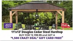 Ocean State Job Lot Douglas 11' x 13' Cedar Framed Gazebo with Steel & Polycarbonate Hip Roof Hardtop offer