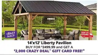 Ocean State Job Lot Liberty 13' x 15' Cedar Framed Pavilion with Steel Hardtop Gable Roof offer