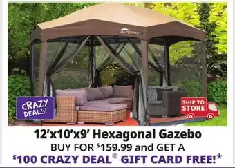 Ocean State Job Lot Hexagonal Pop-Up Gazebo with Mosquito Netting Dark Brown offer