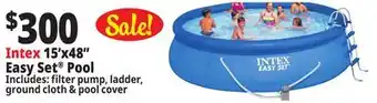 Ocean State Job Lot Intex 15' x 48 Easy Set Above Ground Pool Set offer
