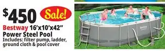 Ocean State Job Lot Bestway 16' Above Ground Power Steel Oval Pool Set offer