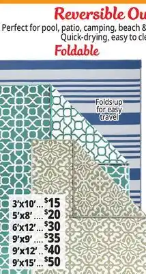 Ocean State Job Lot Foldable Reversible Outdoor Rugs offer