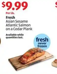 Aldi Fresh Asian Sesame Atlantic Salmon on a Cedar Plank offer