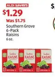 Aldi Southern Grove 6-Pack Raisins offer