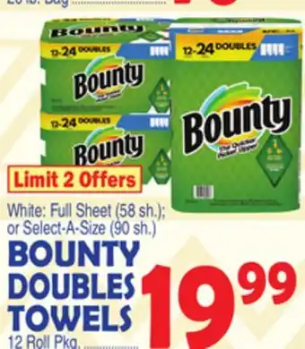 Bravo Supermarkets BOUNTY DOUBLES TOWELS offer