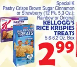 Bravo Supermarkets KELLOGG'S RICE KRISPIES TREATS offer