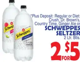 Bravo Supermarkets SCHWEPPES SELTZER 2 Ltr. Btls offer