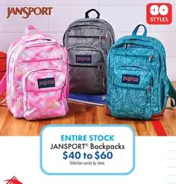 Boscov's JANSPORT Backpacks offer