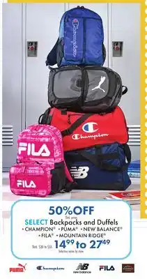 Boscov's SELECT Backpacks and Duffels offer
