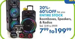 Boscov's ENTIRE STOCK Boomboxes, Speakers, & Radios offer