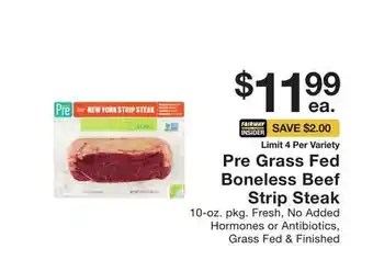 Fairway Store Market Pre Grass Fed Boneless Beef Strip Steak offer