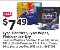 Stop&Shop Lysol Sanitizer, Lysol Wipes, Finish or Jet-Dry offer