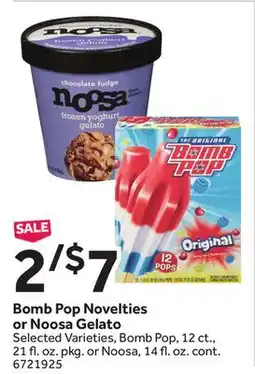 Stop&Shop Bomb Pop Novelties or Noosa Gelato offer