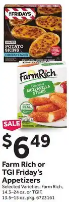 Stop&Shop Farm Rich or TGI Friday's Appetizers offer