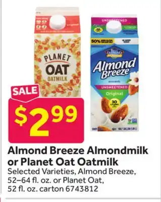 Stop&Shop Almond Breeze Almondmilk or Planet Oat Oatmilk offer