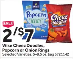 Stop&Shop Wise Cheez Doodles, Popcorn or Onion Rings offer