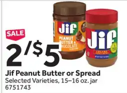 Stop&Shop Jif Peanut Butter or Spread offer