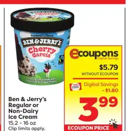 Weis Markets Ben & Jerry's Regular or Non-Dairy Ice Cream offer