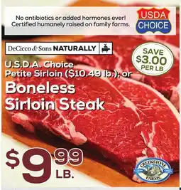 DeCicco & Sons Boneless Sirloin Steak offer