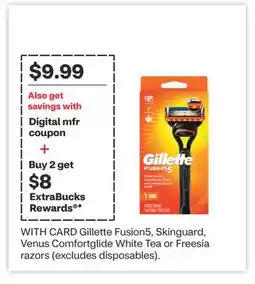 CVS Gillette Fusion5, Skinguard, Venus Comfortglide White Tea or Freesia razors offer