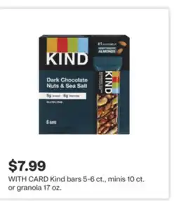 CVS Kind bars 5-6 ct., minis 10 ct. or granola 17 oz offer