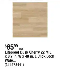 The Home Depot Lifeproof Dusk Cherry 22 MIL x 8.7 in. W x 48 in. L Click Lock Waterproof Luxury Vinyl Plank Flooring (20.1 sqft/case) offer