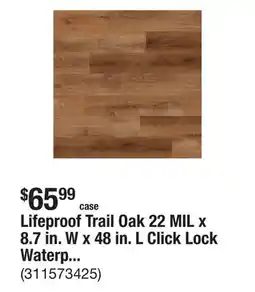 The Home Depot Lifeproof Trail Oak 22 MIL x 8.7 in. W x 48 in. L Click Lock Waterproof Luxury Vinyl Plank Flooring (20.1 sqft/case) offer