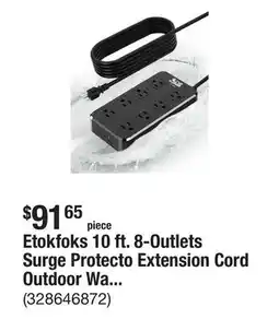 The Home Depot Etokfoks 10 ft. 8-Outlets Surge Protecto Extension Cord Outdoor Waterproof Power Strip with and 3-USB Ports offer