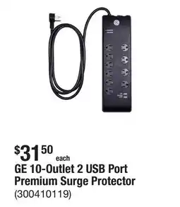 The Home Depot GE 10-Outlet 2 USB Port Premium Surge Protector offer