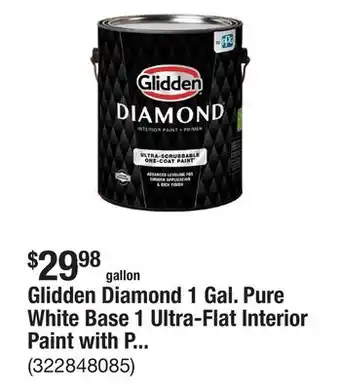 The Home Depot Glidden Diamond 1 Gal. Pure White Base 1 Ultra-Flat Interior Paint with Primer offer