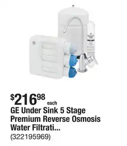 The Home Depot GE Under Sink 5 Stage Premium Reverse Osmosis Water Filtration System offer