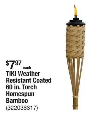 The Home Depot TIKI Weather Resistant Coated 60 in. Torch Homespun Bamboo offer
