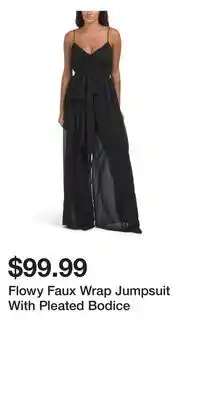 TJ Maxx Flowy Faux Wrap Jumpsuit With Pleated Bodice offer