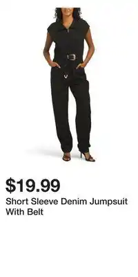TJ Maxx Short Sleeve Denim Jumpsuit With Belt offer