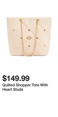 TJ Maxx Quilted Shopper Tote With Heart Studs offer