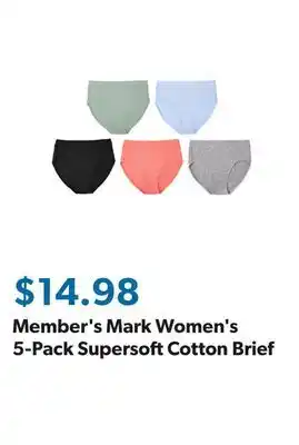 Sam's Club Member's Mark Women's 5-Pack Supersoft Cotton Brief offer