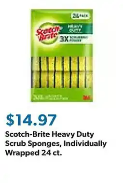 Sam's Club Scotch-Brite Heavy Duty Scrub Sponges, Individually Wrapped 24 ct offer