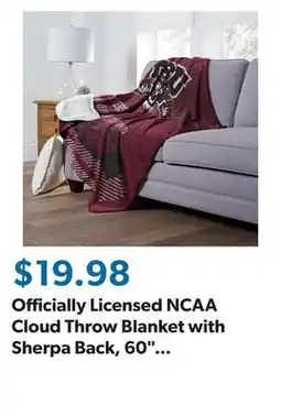 Sam's Club Officially Licensed NCAA Cloud Throw Blanket with Sherpa Back, 60 x 70, Assorted Teams offer