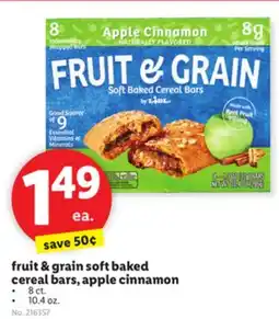 Lidl fruit & grain soft baked cereal bars, apple cinnamon offer