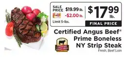 ShopRite Prime Boneless NY Strip Steak offer