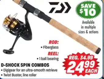 Big 5 Daiwa D Shock Spin Reel and Fiberglass Rod Spin Combo offer